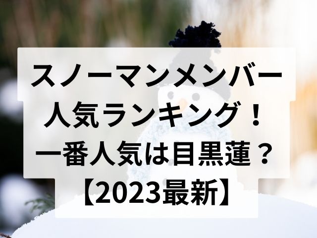 スノーマンメンバー人気ランキング！一番人気は目黒蓮？【2023最新】